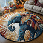 Feather Monarch Round Mat Rug - washable non-slip printed rug