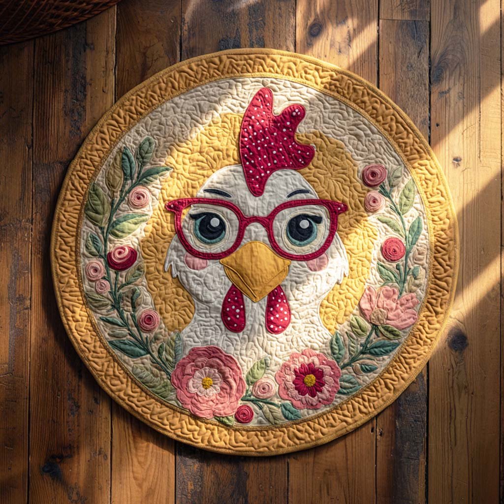 Feather Patch Round Mat Rug - washable non-slip printed rug