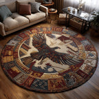 Feathered Balance Round Mat Rug - washable non-slip printed rug