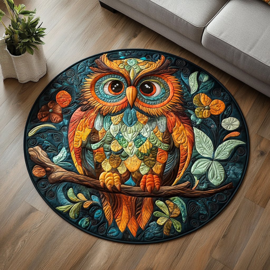 Feathered Charm Round Mat Rug - Nature Design | Serene Home Decor