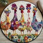 Feathered Frolic Round Mat Rug - washable non-slip printed rug