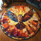 Feathered Oracle Round Mat Rug - washable non-slip printed rug