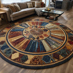 Feathered Pathways Round Mat Rug - washable non-slip printed rug