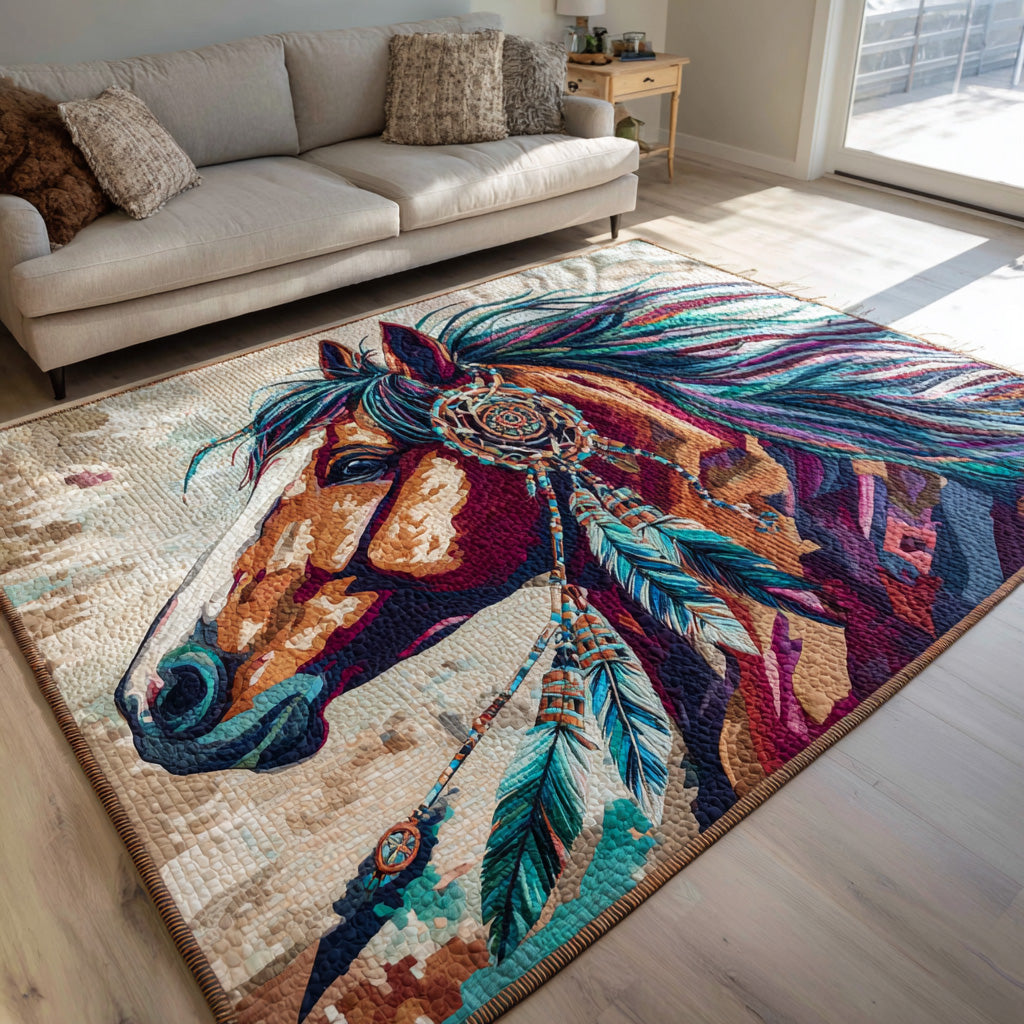 Feathered Spirit area rug in a living room