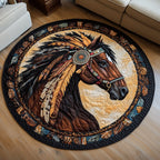 Feathered Strength Round Mat Rug - washable non-slip printed rug
