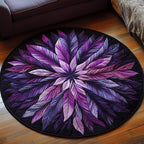 Feathered Twilight Round Mat Rug - washable non-slip printed rug