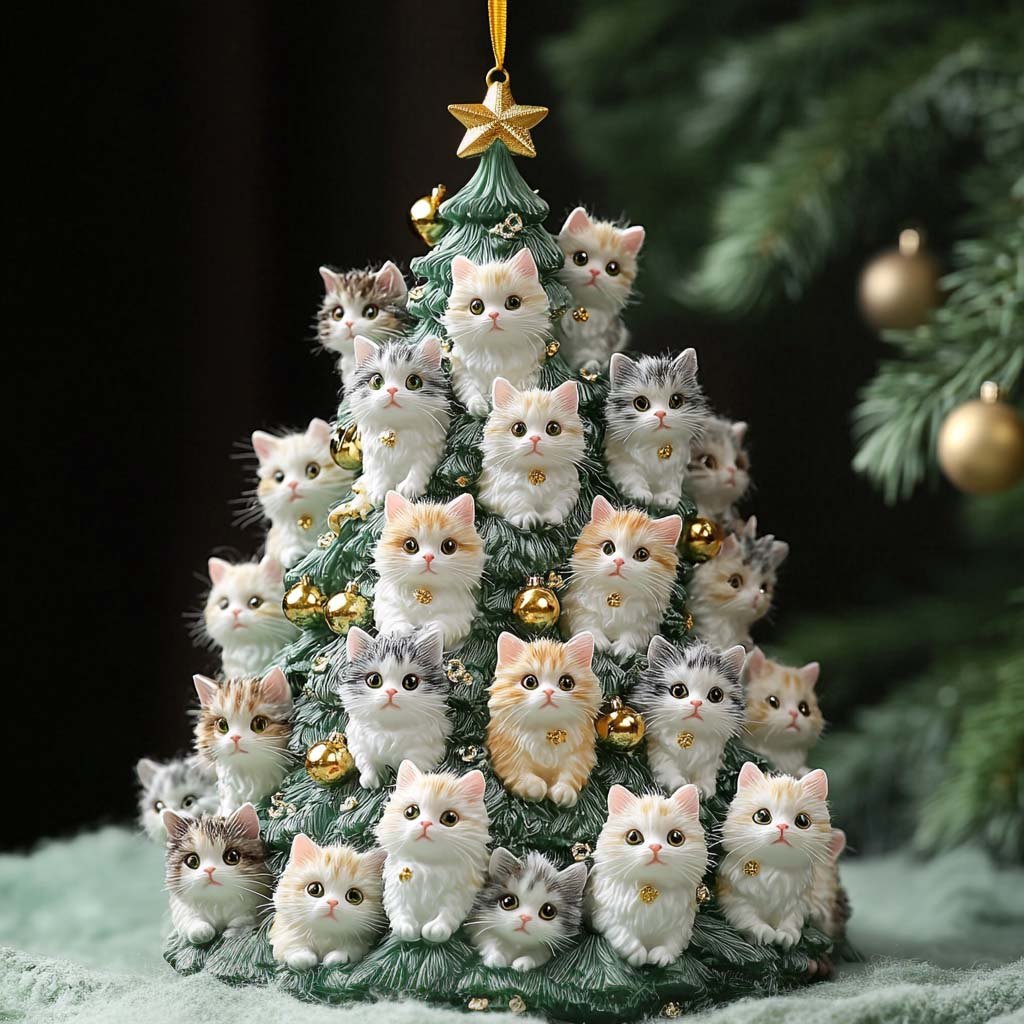 Kitten Christmas Tree Stack Christmas Ornament