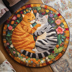 Feline Love Nest Round Mat Rug - washable non-slip printed rug