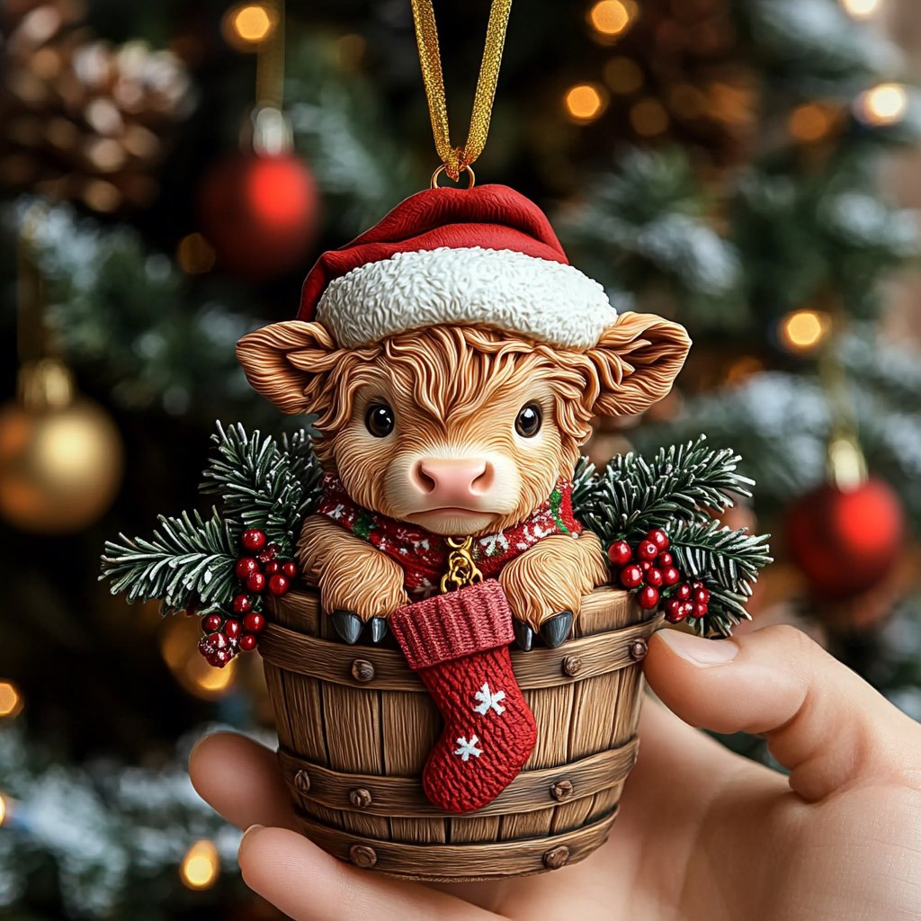 Festive Highland Herd Christmas Ornament