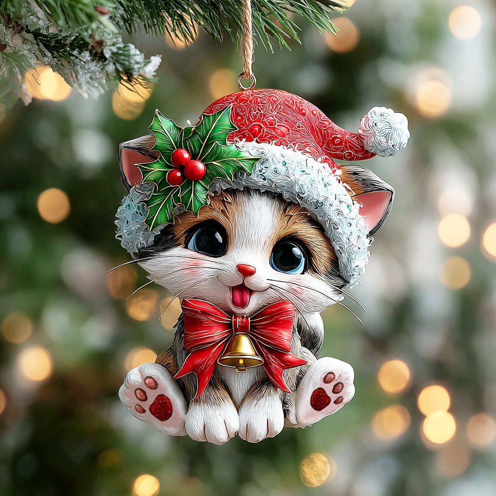Festive Holly Whiskers Christmas Ornament