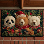 Festive Bear Trio Doormat - Cute Animal Design | Printed Welcome Doormat