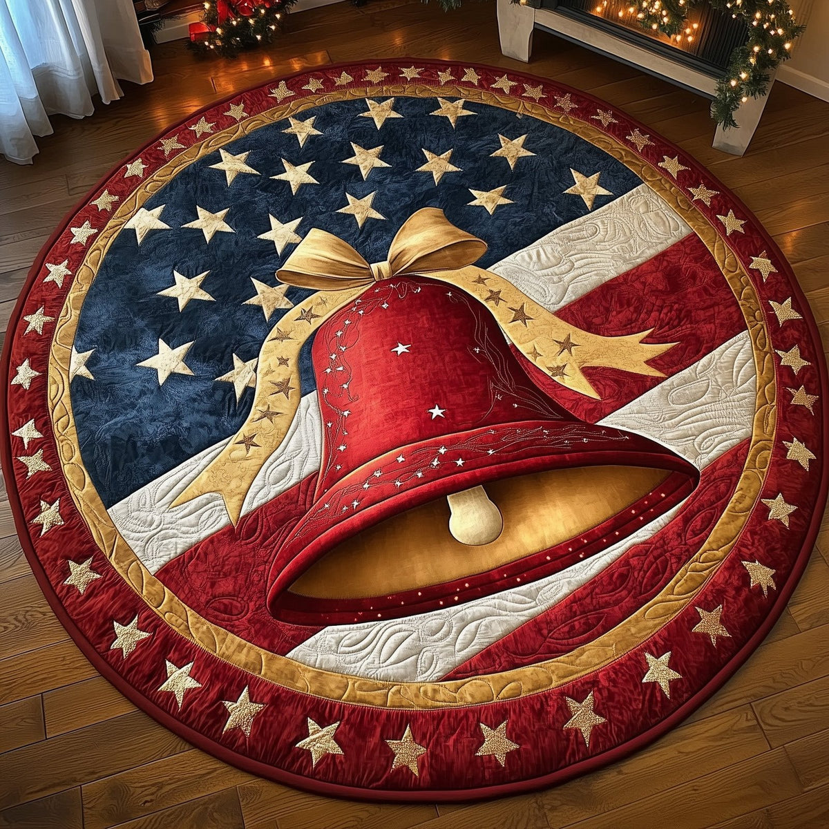 Festive Bell Round Mat Rug - Nature Design | Serene Home Decor