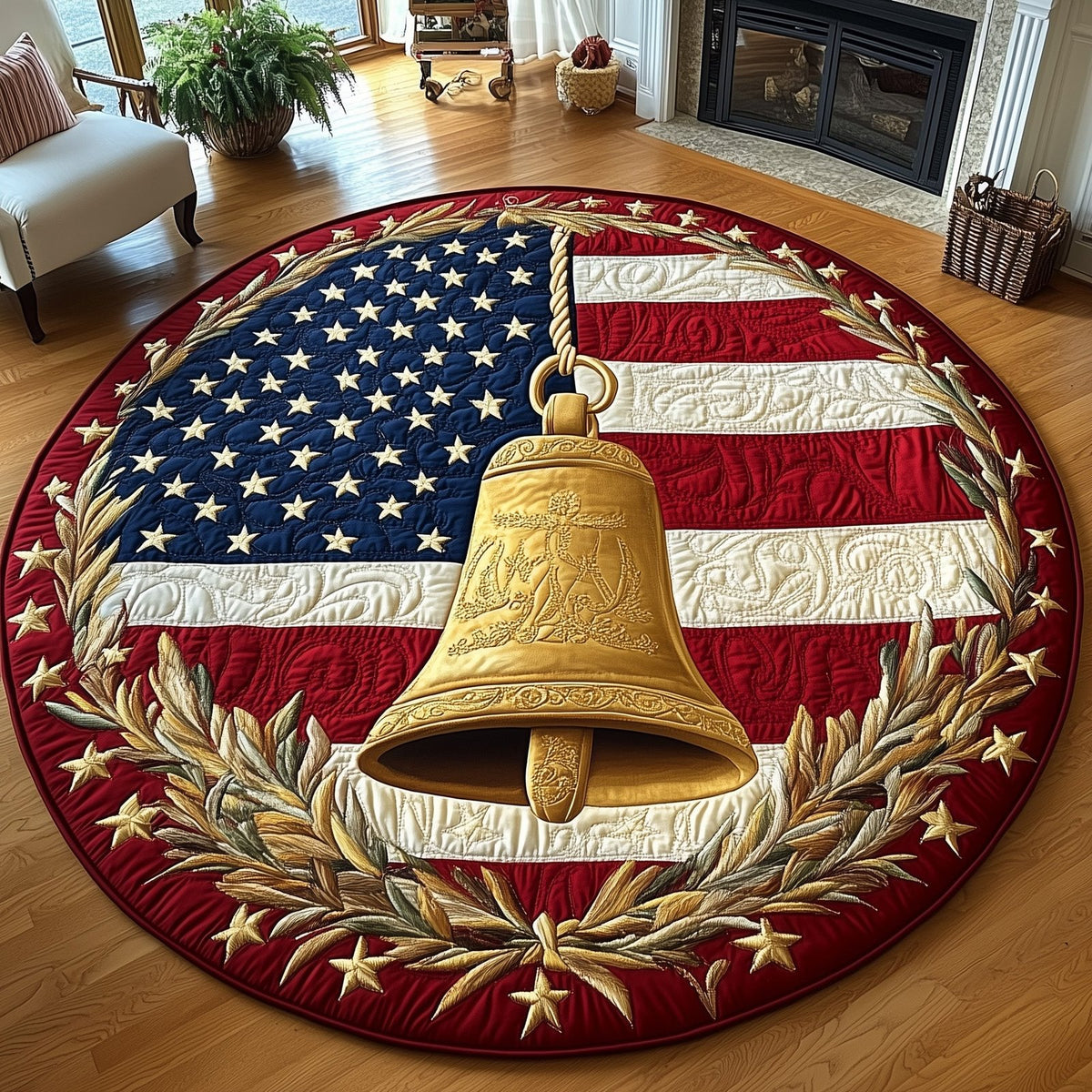 Festive Bell Round Mat Rug - Nature Design | Serene Home Decor