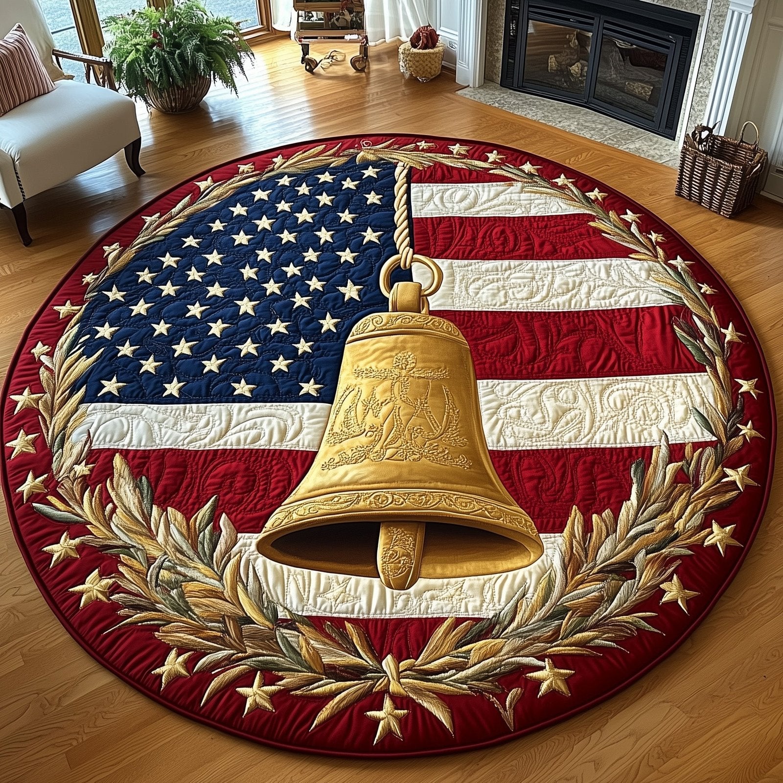 Festive Bell Round Mat Rug - Nature Design | Serene Home Decor