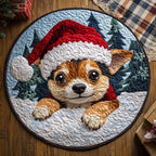 Festive Chihuahua Puppy Round Mat Rug - washable non-slip printed rug
