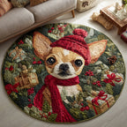 Festive Chihuahua Round Mat Rug - washable non-slip printed rug