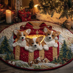 Festive Corgi Round Mat Rug - Cute Pet Design | Animal Printed Home Decor