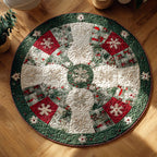 Festive Cozy Round Mat Rug - washable non-slip printed rug