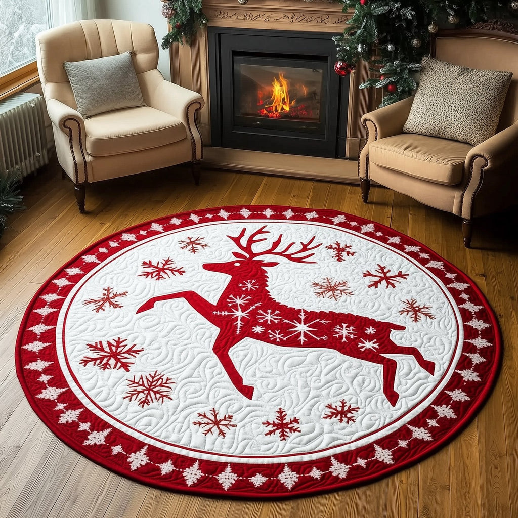 Festive Deer Round Mat Rug - Nature Design | Serene Home Decor