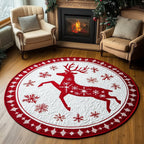 Festive Deer Round Mat Rug - Nature Design | Serene Home Decor