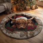 Festive Farmstead Round Mat Rug - washable non-slip printed rug