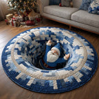 Festive Flow Round Mat Rug - washable non-slip printed rug
