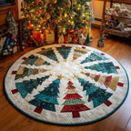 Festive Forest Round Mat Rug - washable non-slip printed rug