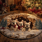 Festive Frenchie Round Mat Rug - Nature Design | Serene Home Decor