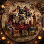 Festive Frenchie Round Mat Rug - Nature Design | Serene Home Decor