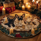 Festive Frenchie Round Mat Rug - Nature Design | Serene Home Decor