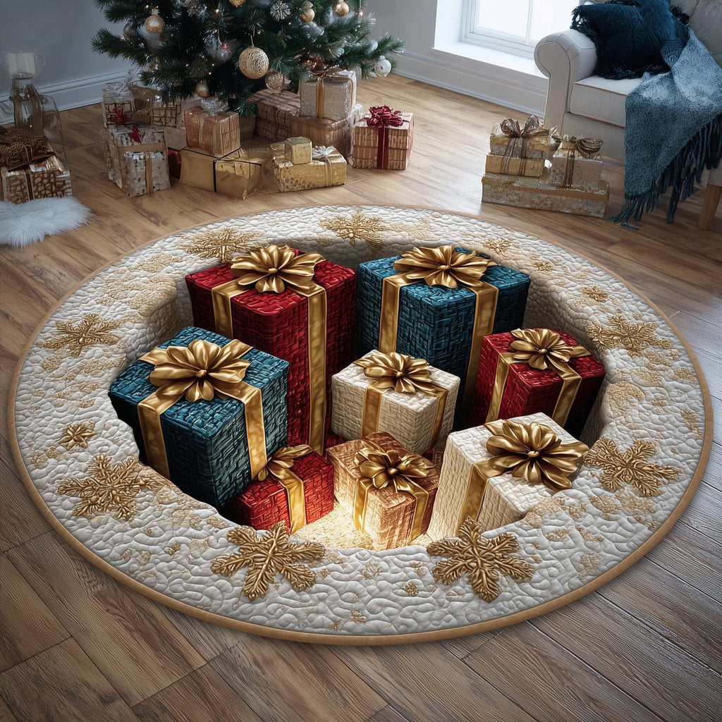 Festive Gift Boxes Round Mat Rug - Nature Design | Serene Home Decor