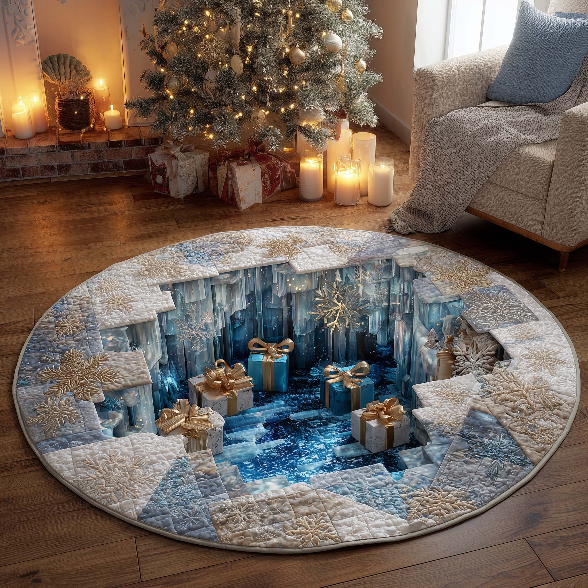 Festive Gift Boxes Round Mat Rug GFTOHD12165