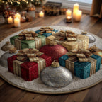 Festive Gift Boxes Round Mat Rug - Nature Design | Serene Home Decor