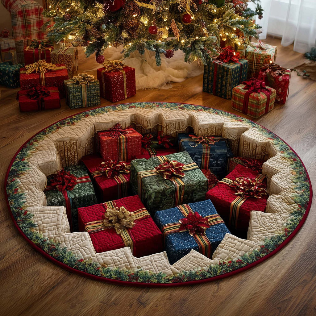 Festive Gift Boxes Round Mat Rug - Nature Design | Serene Home Decor
