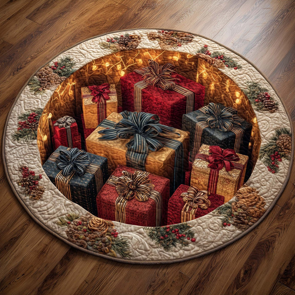 Festive Gift Boxes Round Mat Rug - Nature Design | Serene Home Decor