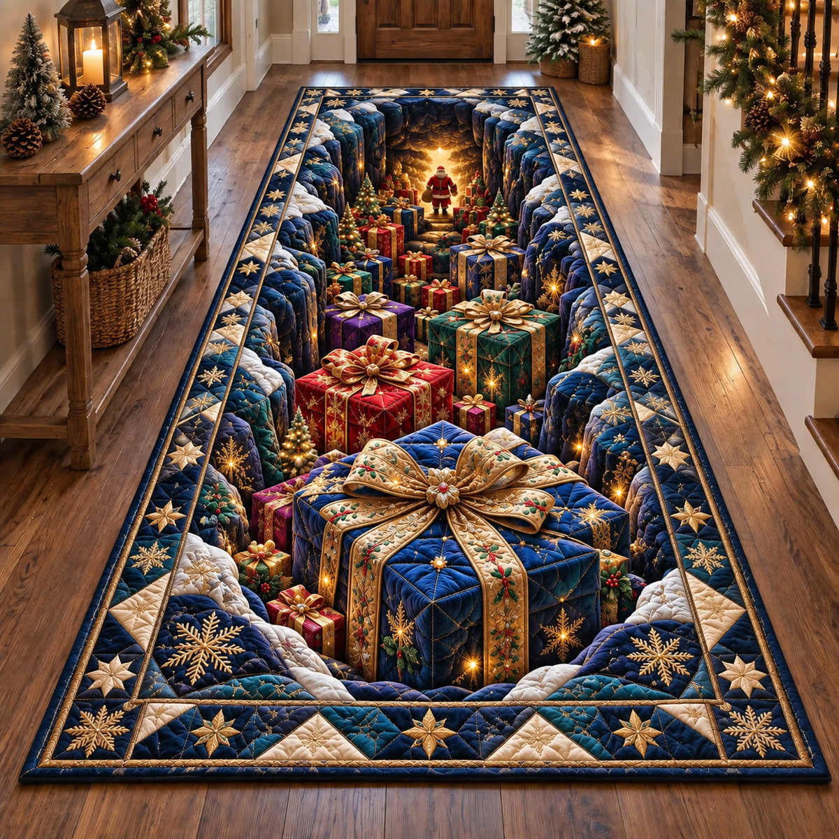 Festive Gift Hole Runner Rug - Nature Design | Nature Hallway Runner - washable non-slip printed rug
