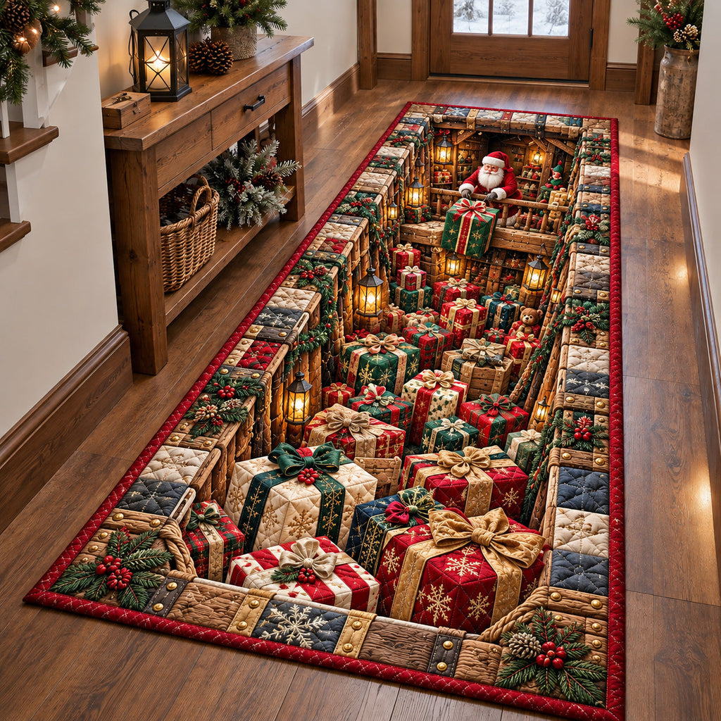 Festive Gift Hole Runner Rug - Nature Design | Nature Carpet Runner - washable non-slip printed rug