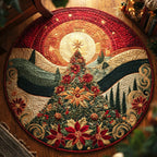Festive Glow Tree Round Mat Rug - washable non-slip printed rug