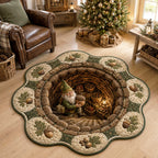 Festive Gnome Custom Shape Area Rug - Nature Design | Die-Cut Non-Slip Rug - washable non-slip printed rug