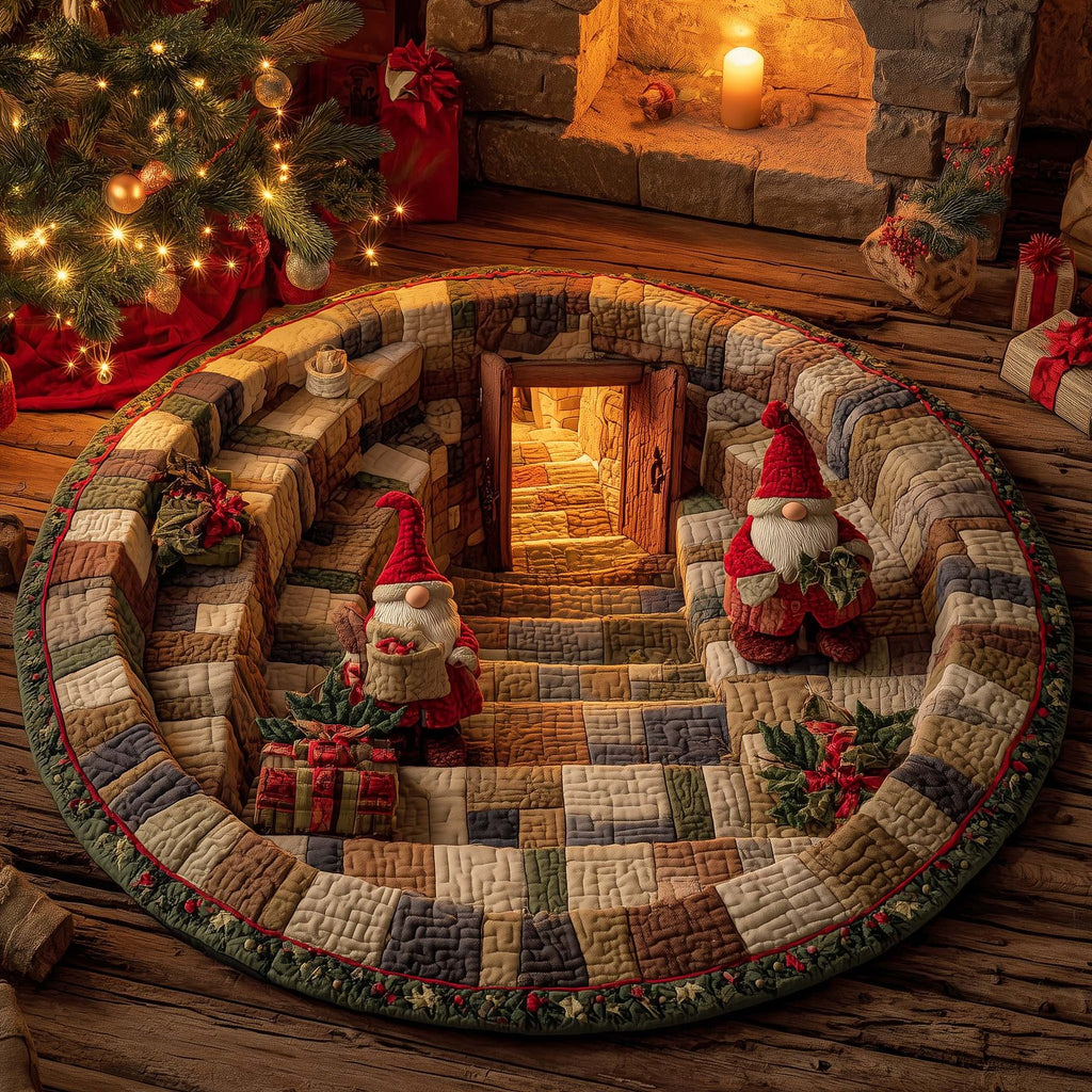 Festive Gnome Round Mat Rug - Nature Design | Serene Home Decor