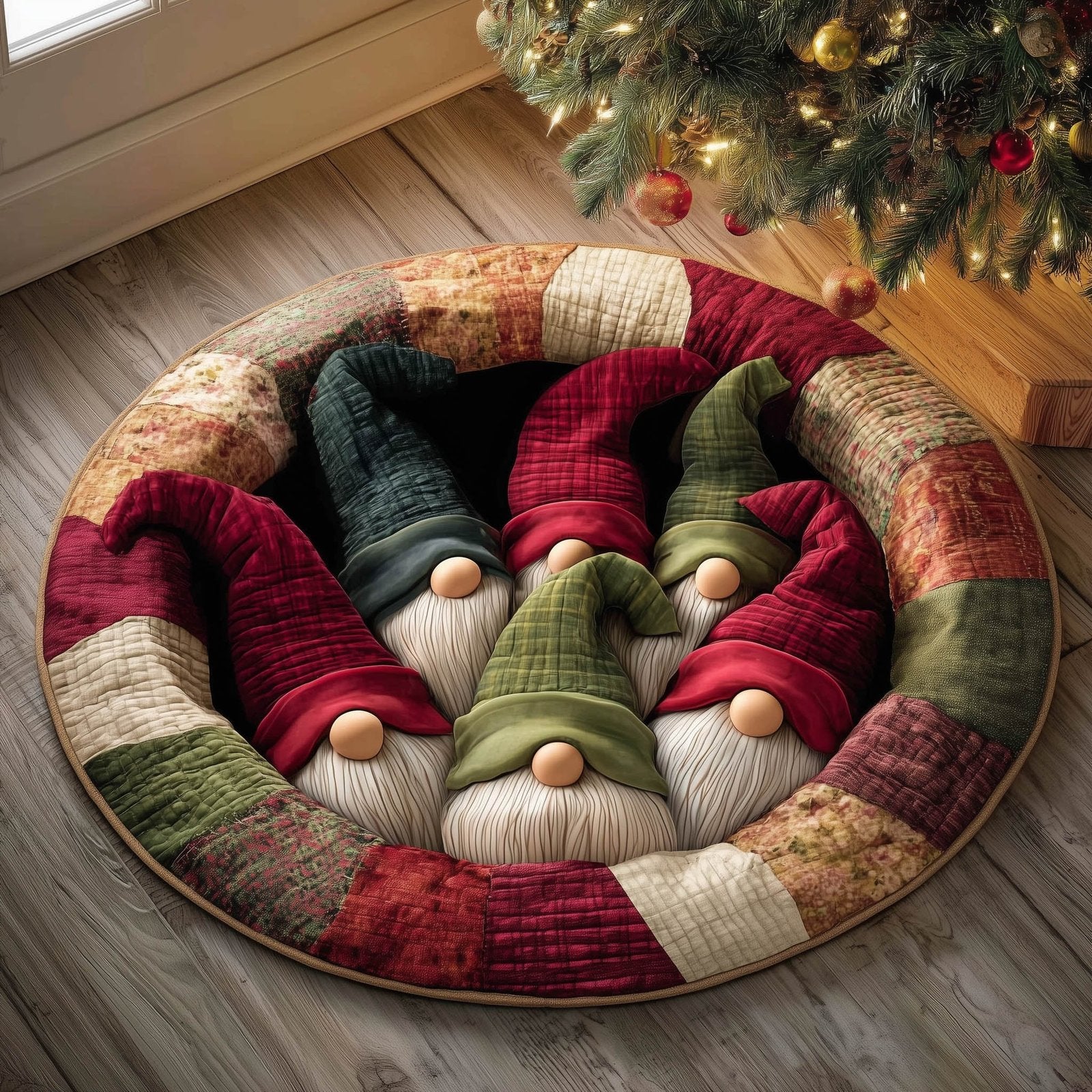 Festive Gnome Round Mat Rug - Nature Design | Serene Home Decor