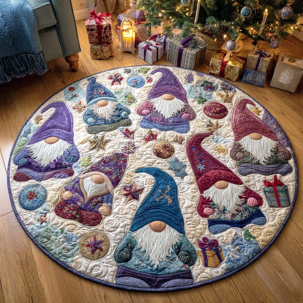 Festive Gnome Round Mat Rug - Nature Design | Serene Home Decor