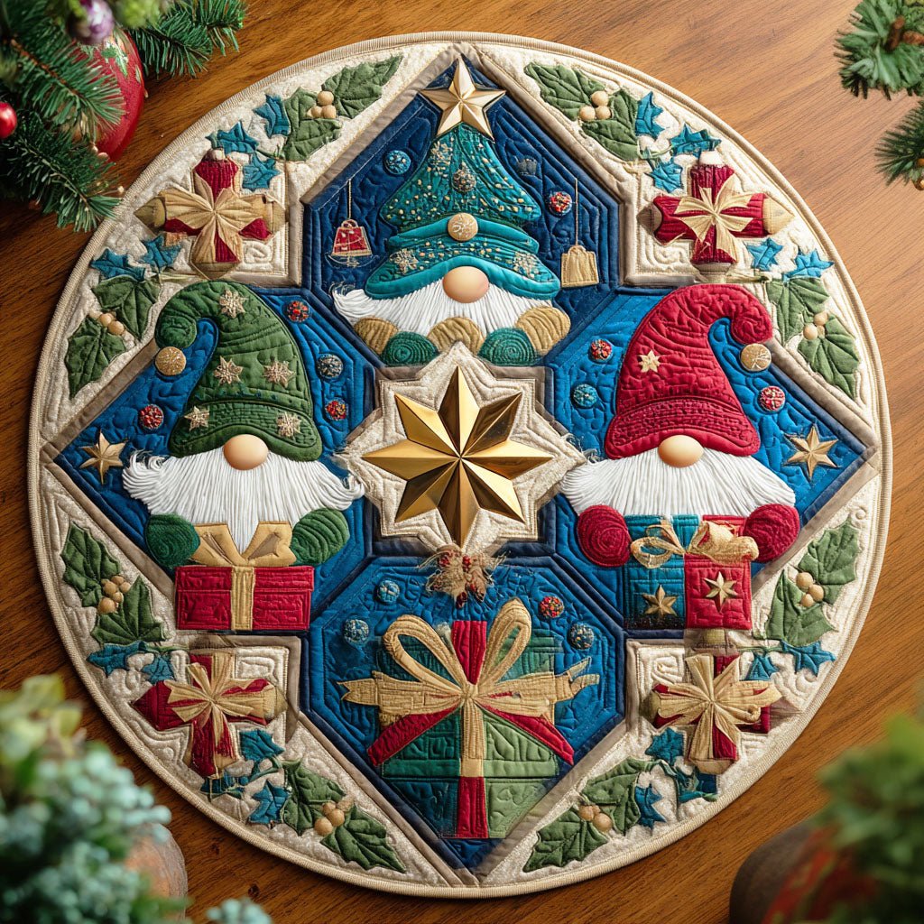 Festive Gnome Round Mat Rug - Nature Design | Serene Home Decor