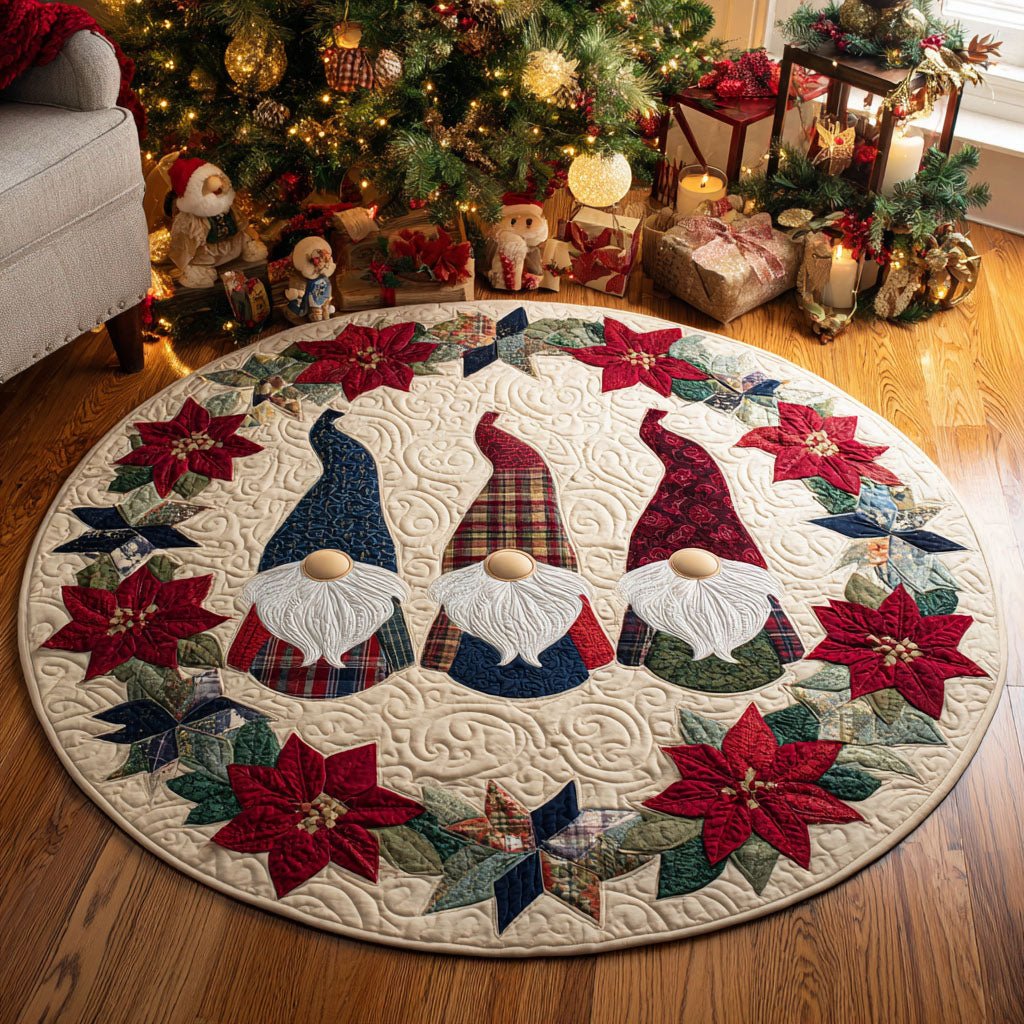Festive Gnomes Round Mat Rug - Nature Design | Serene Home Decor