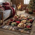 Festive Golden Nest area rug in a living room
