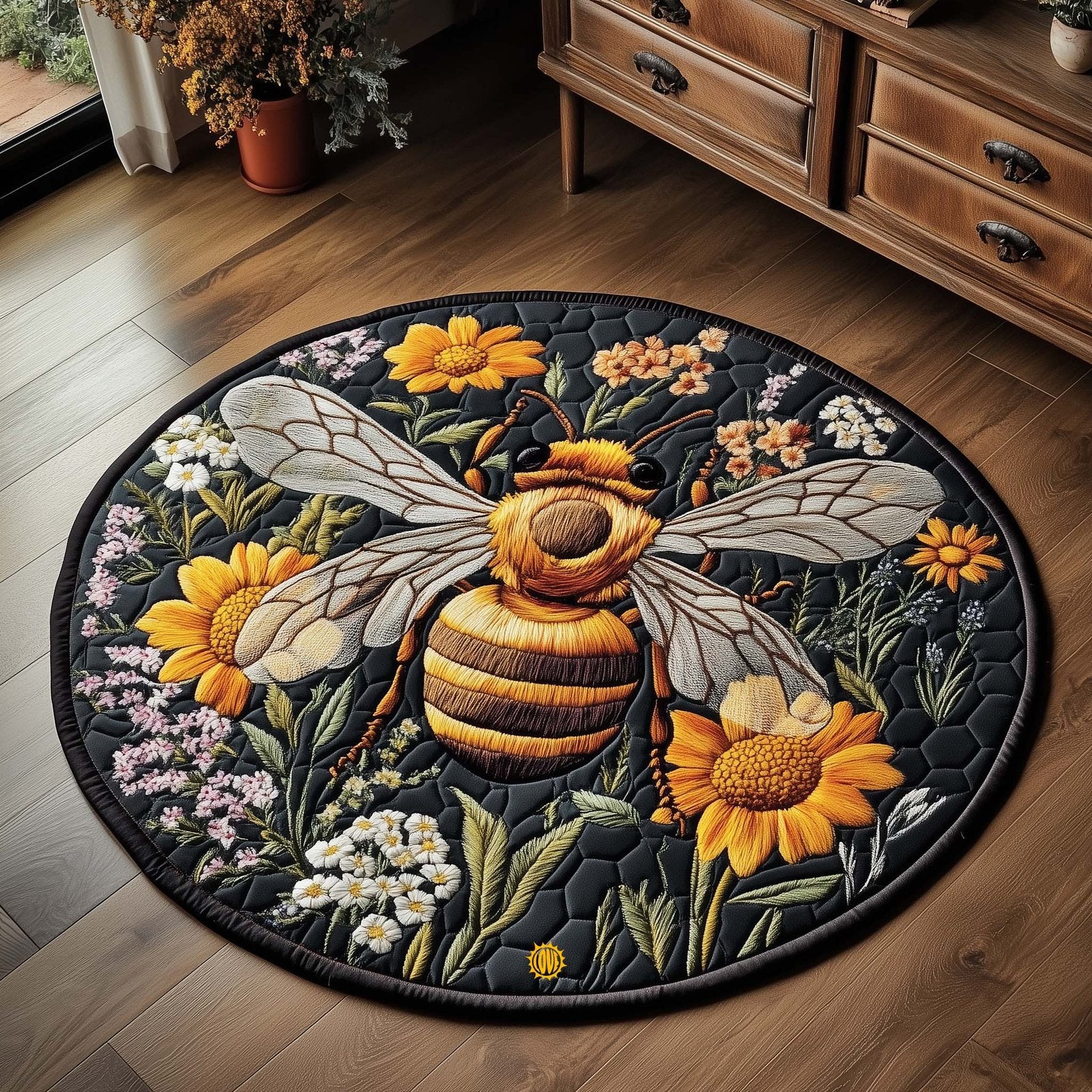 Festive Hive Round Mat Rug - Nature Design | Serene Home Decor