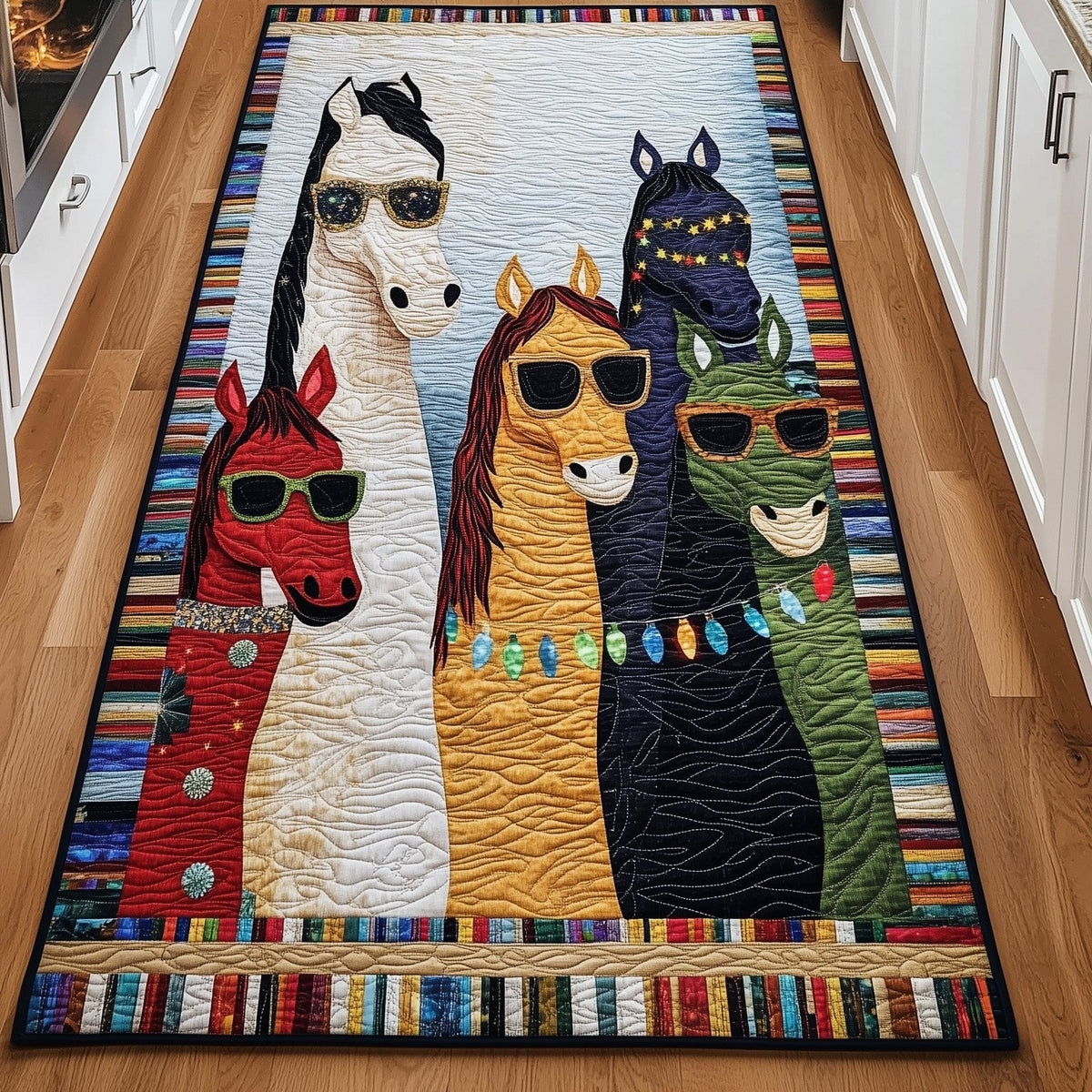 Festive Horse Runner Rug - Cute Pet Design | Animal Printed Runner Rug