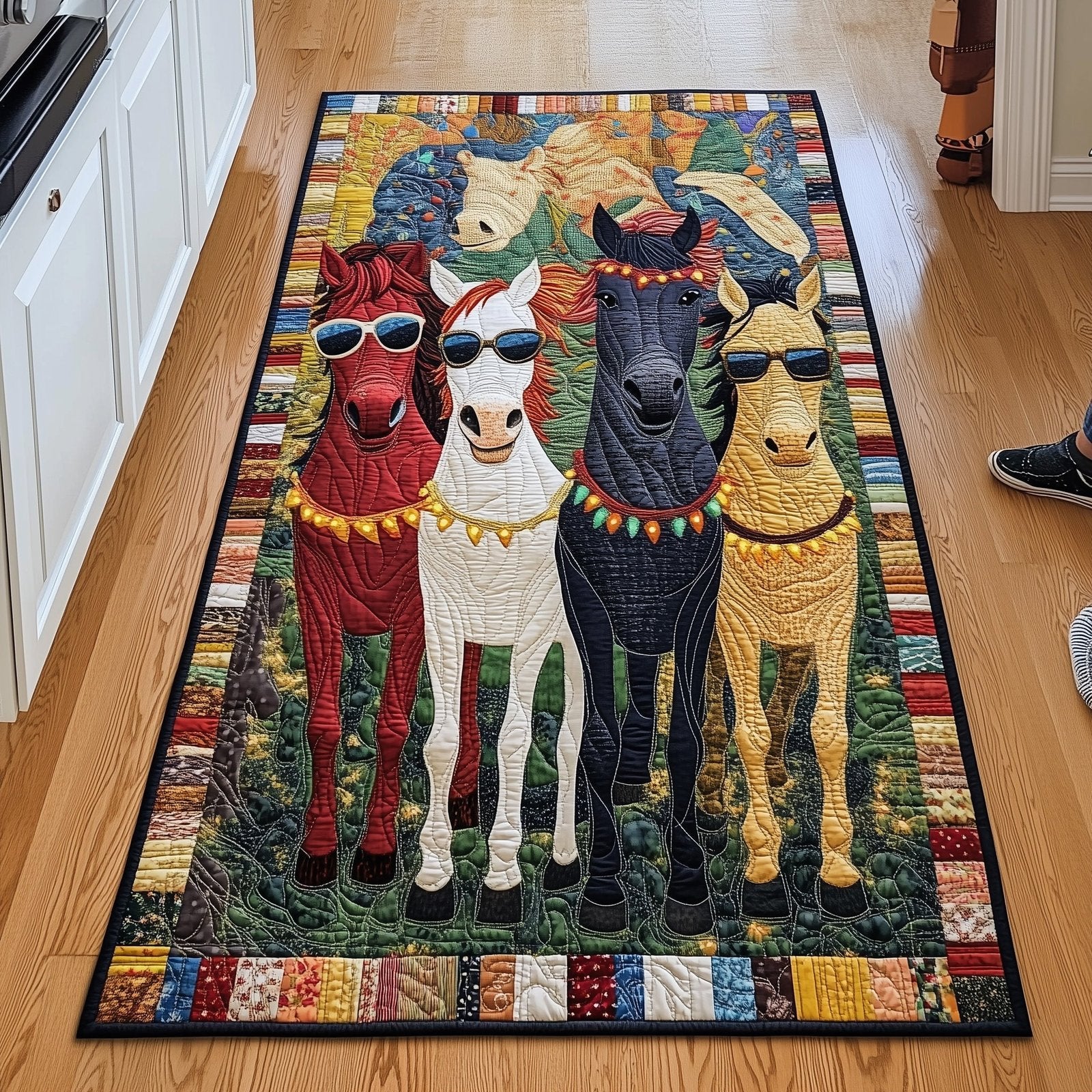 Festive Horse Runner Rug - Cute Pet Design | Animal Printed Runner Rug
