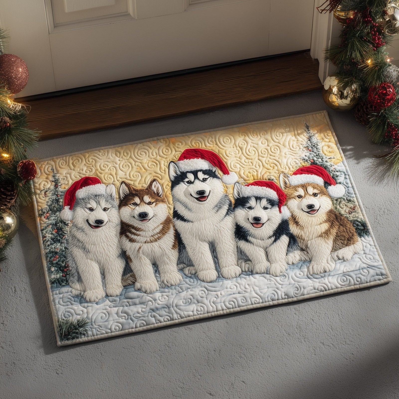 Festive Husky Doormat - Nature Design | Printed Welcome Doormat