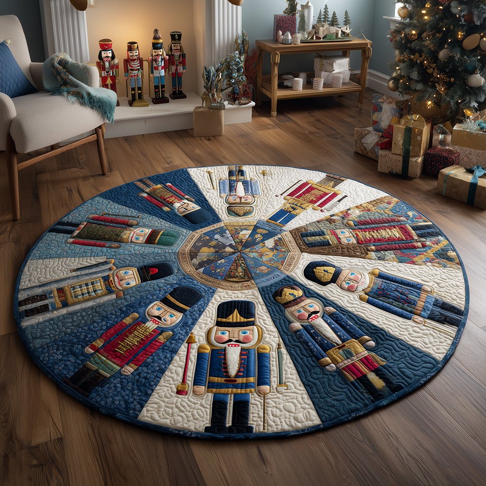 Festive Nutcracker Round Mat Rug - washable non-slip printed rug